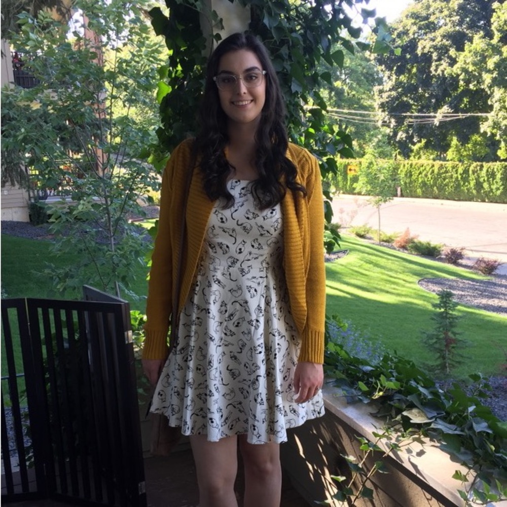 Black and White Cat Print Dress